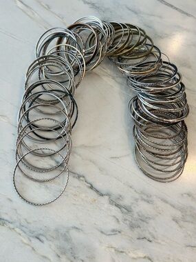 Set of Gold and Silver-Tone Women's Bangle Bracelets